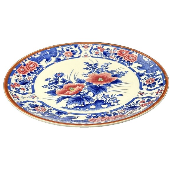 Cost Plus Vtg Beautiful Blue Mauve Round Floral Fine China Platter made in Japan - Picture 4 of 8